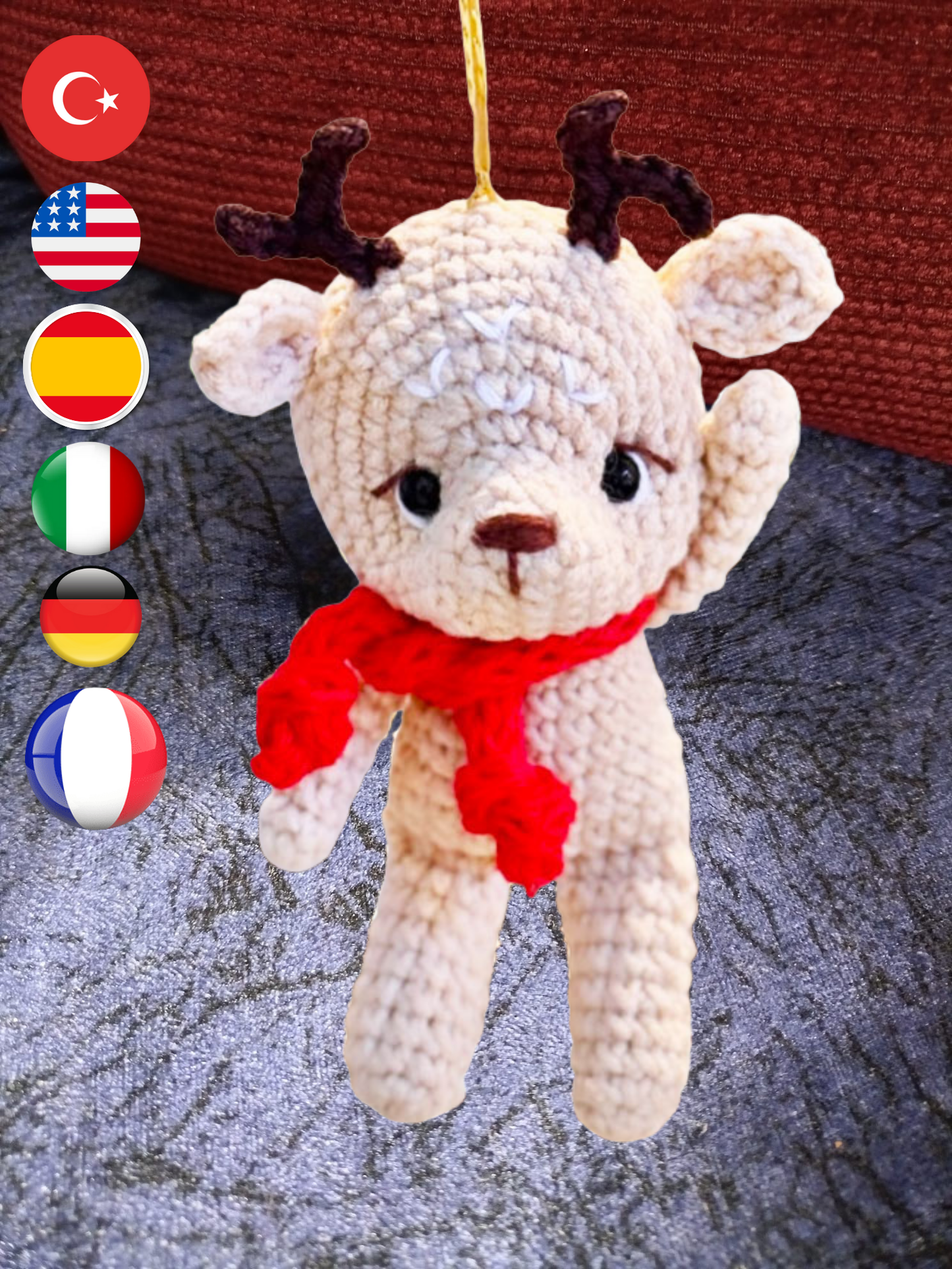 Amigurumi Reindeer Crochet Pattern | Christmas Deer Ornament PDF