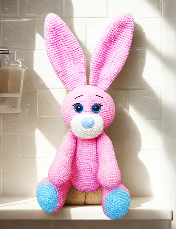 Amigurumi Pink Bunny Crochet Pattern | Big Ears Plush PDF