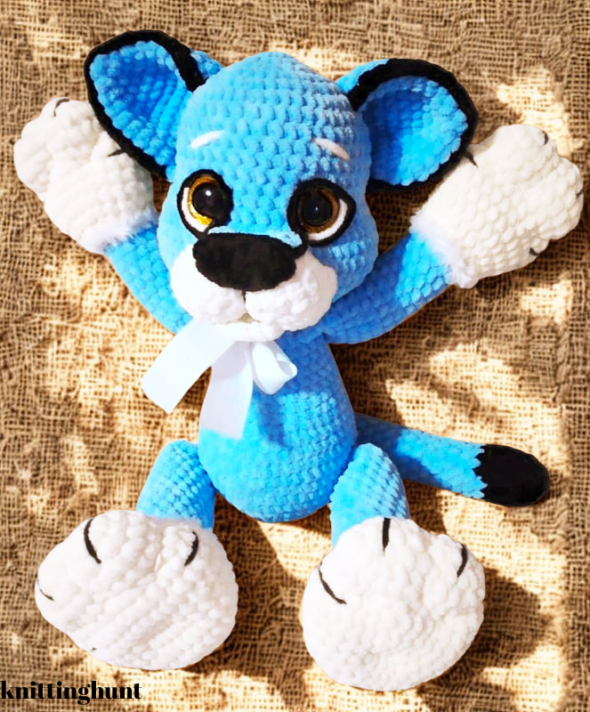 Amigurumi Blue Puma Crochet Pattern | Big Cat Plush PDF
