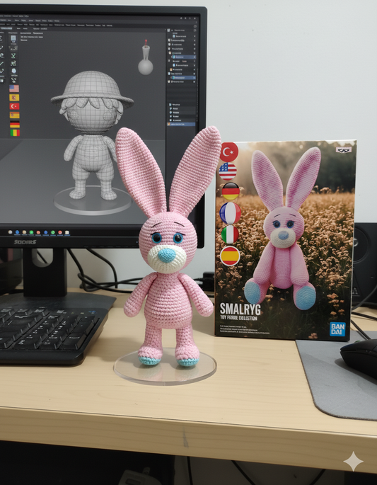Amigurumi Pink Bunny Crochet Pattern | Big Ears Plush PDF